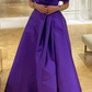 Purple A-line Satin Long Prom Dress,Purple Evening Dress ,Y2435