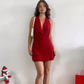 Sexy Red Halter Neck Chiffon Short 20th Birthday Outfits Homecoming Dress SP89