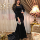 Elegant Black Long Sleeves Mermaid Evening Dress,Black Evening Gown Y5661