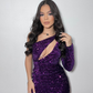 Purple Sequin One Sleeve Homecoming Dress,Purple Party Dress Y4187