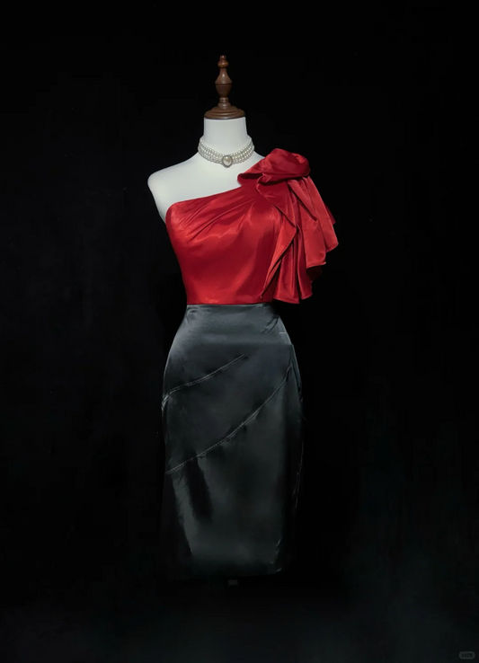Sexy One Shoulder Satin Sheath Cocktail Dress,Short 8th Grade Homecoming Dress SP2910