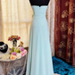 Classy Blue Strapless Chiffon Long Party Dress Birthday Dress With Floral SP1952