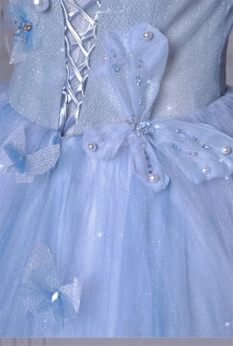 A-Line Blue Tulle Long Prom Dress, Blue Tulle Formal Dress Y6774