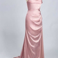 Green Scoop Neck Lace-Up Back Long Prom Dress with Slit Y6853