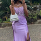 Charming Strapless Burgundy Lace Appliques Long Prom Dress Slit Mermaid Evening Gown Y7883
