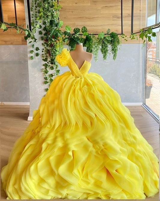 Charming Yellow Ball Gown,Sweet 16 Dress,Lace Princess Dress Y2322 –  Simplepromdress