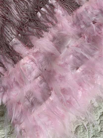 Women Sexy Feather Sparkly Tassel Dress Pink Sequin Fringe Dance Flapper Dress Summer Formal Dress,Pink Homecoming Dress ,Y2470