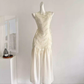 Classy Sleeveless Off White Chiffon Mermaid Long Party Dress Prom Gown SP1998