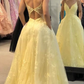 Yellow Lace Prom Dress Long, Formal Dress, Dance Dresses, Graduation School Party Gown Y7310