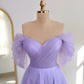 Lilac Glittered Tulle Midi-length Prom Dress, Engagement Dress, Promise Dress,Corset Dress Y4777