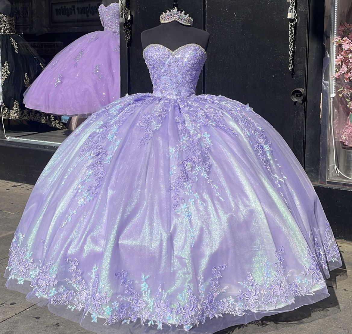 Princess Lace Lavender Quinceanera Dress Ball Gown Sweet 16 Dress Y2119
