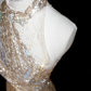 Glitter Champagne Gold Sequin Sheath Prom Dress,Halter Long Evening Dress Y8653