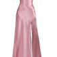 Simple Pink Spaghetti Straps Long Prom Dress with Split Y1962