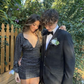 Sexy Black Homecoming Dress with Long Sleeves，Black Party Dress Y2144