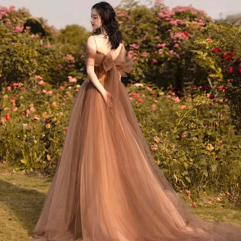 Beautiful A-line Tulle Straps Long Formal Gown, Tulle Party Dresses Ev   Simplepromdress
