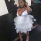 A-line V Neck White Homecoming Dress,White Party Dress Y2229