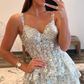 Princess A Line Tiered Short Glitter Homecoming Dress With Appliques Y6707