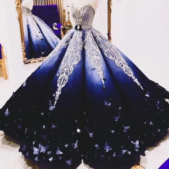 Strapless Butterfly Quinceanera Dress Ombre Purple Ball Gown, Long Pro Simplepromdress Strapless Butterfly Quinceanera Dress Ombre Purple Ball Gown, Long Pro Simplepromdress