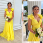 Chiffon A Line Ruffle Prom Dresses for Women V Neck Long Bridesmaid Dresses Backless Formal Evening Gowns  Y3043