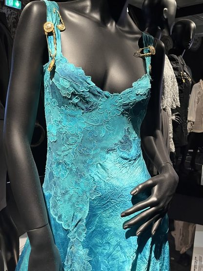 Vintage Spaghetti Strap Green Lace Mermaid Long Party Dress Prom Gown SP3928
