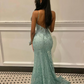 Charming Spaghetti Straps Lace Appliques Evening Dress Mermaid Prom Dress Y7921