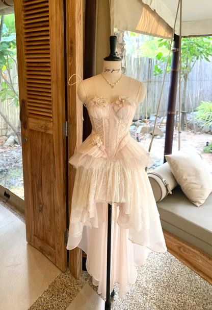 Pretty Spaghetti Straps Pink Tulle Lace Appliques Hi-Low Graduation Homecoming Dress Birthday Dress SP2360