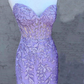 Lace-Up Appliques Strapless Sheath Homecoming Dress,Y2490