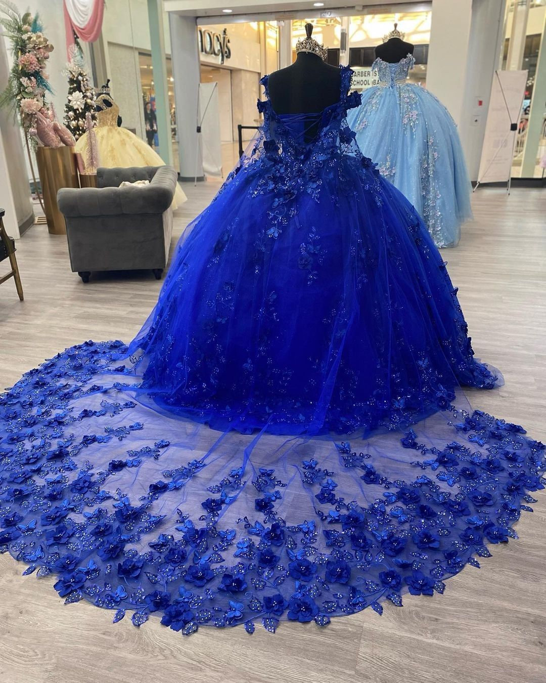 Blue Flower Bridal Gown Long Evening Dresses | FairylandbyVinnie