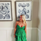 Green Spaghetti Straps Layered Long Prom Dress Y2736