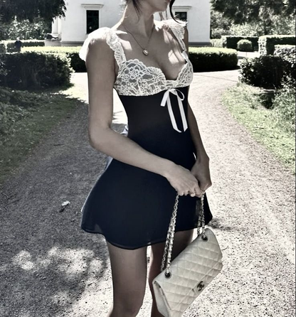 Cute Black Lace Chiffon Short Homecoming Dress Formal 18th Birthday Outfits SP151
