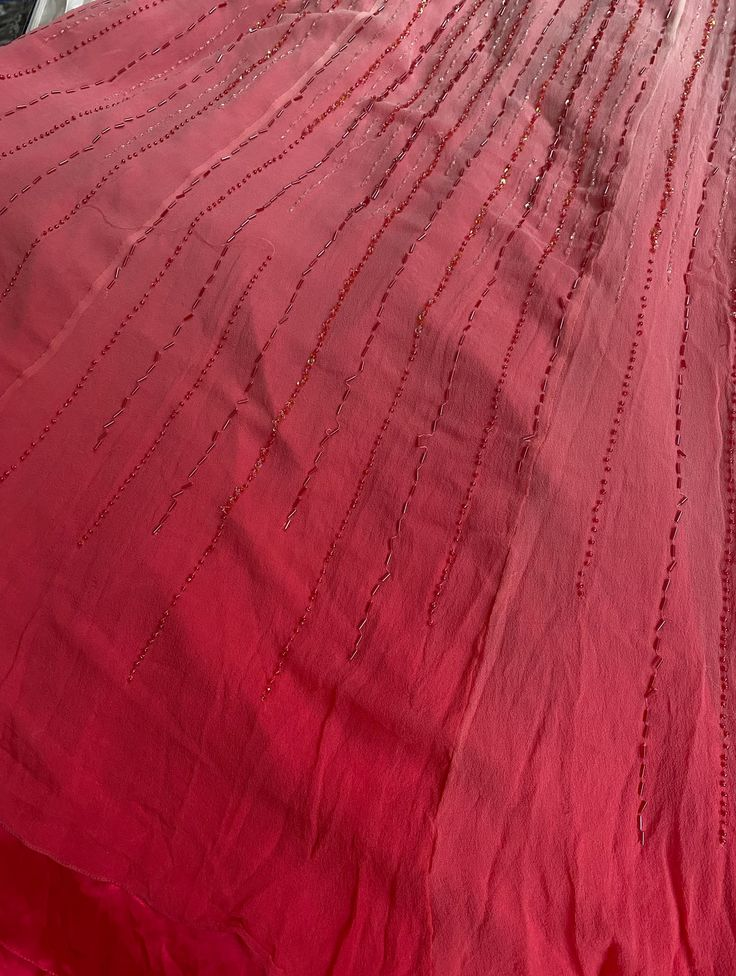 Pretty Spaghetti Straps Ombre Pink Chiffon Sequin Beaded Mermaid Long Party Dress Birthday Prom Gowns SP2278
