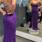 Luxurious Purple Mermaid Prom Dress,Lace-up Back Prom Gown Y5027