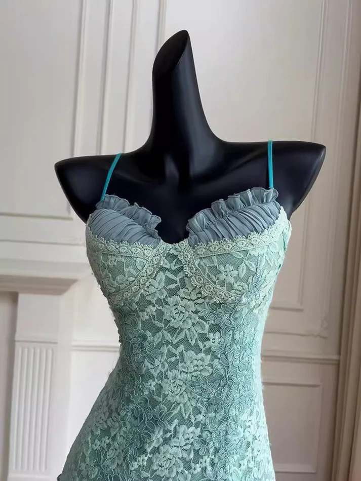 Cute Tiffany Blue Lace Short Graduation Homecoming Dress Formal 19th Birthday Outfits Y9941