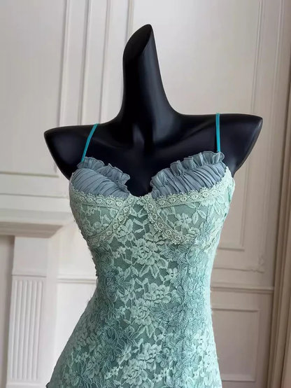 Cute Tiffany Blue Lace Short Graduation Homecoming Dress Formal 19th Birthday Outfits Y9941
