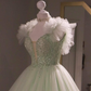 Sage Green Tulle Ball Gown , Sweet 16 Dress, Sage Green Quinceanera Dress  Y2335