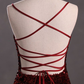 Slim Burgundy Shimmery Open Back Formal Prom Evening Dress Y4164
