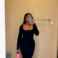 Elegant Black Long Sleeves Bodycon Dress,Black Prom Dress  Y7099