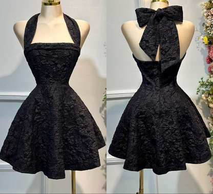 Glam Red A-Line Halter Neck Homecoming Dress Short Prom Dress Y8849