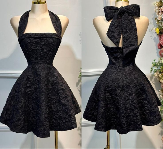Glam Red A-Line Halter Neck Homecoming Dress Short Prom Dress Y8849