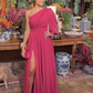 Womens Puffy Long Sleeve Prom Dresses One Shoulder Split Chiffon Formal Evening Gowns Y4846