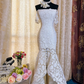 Elegant Spaghetti Straps White Lace Mermaid Long Party Dress Birthday Prom Dress SP1945