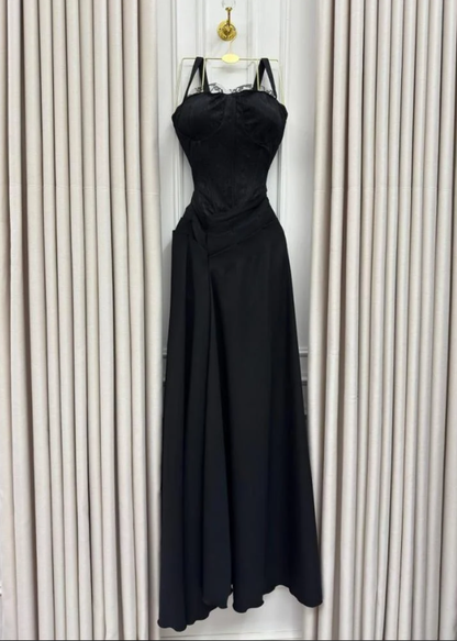 Charming Burgundy Spaghetti Straps Satin Pleated Mermaid Long Wedding Guest Dress Evening Dress SP1332