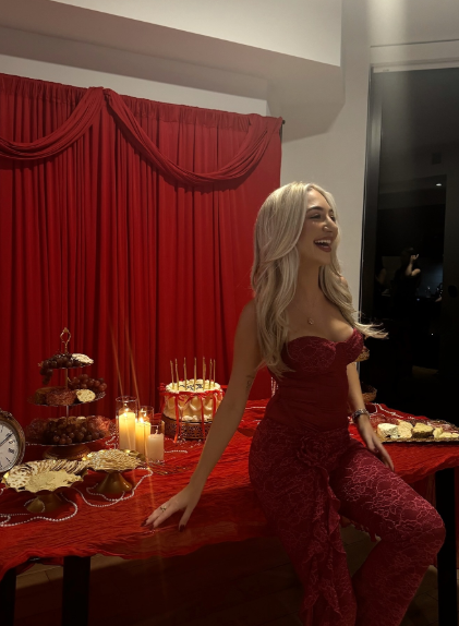 Sexy Burgundy Lace Birthday Outfits Evening Dress Two Piece SP872