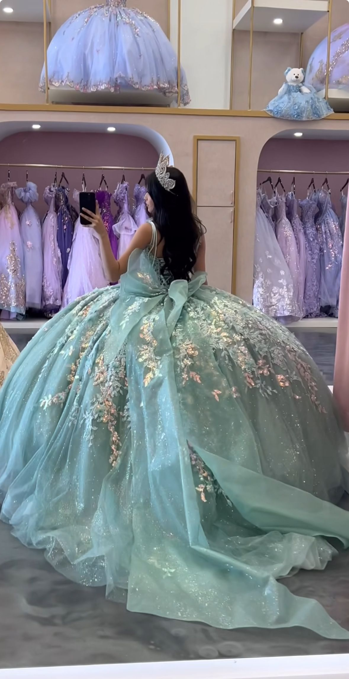 Pretty Spaghetti Straps Tulle Sequin Quinceanera Dress Green Sweet 15 Dress With Bow SP3991