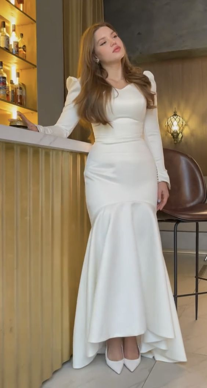 Elegant White Mermaid Wedding Dress,White Engagement Dress Y5542 Simplepromdress Elegant White Mermaid Wedding Dress,White Engagement Dress Y5542 Simplepromdress