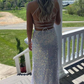 Sparkly Spaghetti Straps Mermaid White Sequin Prom Evening Dress Y8071