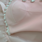 Simple Halter Pink Tulle Pearls Beaded High-Low Ruffles Homecoming Dress Party Dress Y8582
