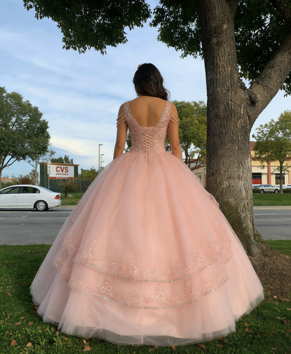 Pink Princess Ball Gown Quinceańera Dress Sweet 16 Dress Y1095