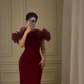 Burgundy Off The Shoulder Evening Dress Sheath Long Party Prom Dress Y7670