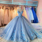Sky Blue Sweetheart Quinceanera Dress with Appliques Sweet 16 Dress Ball Gown  Y1872